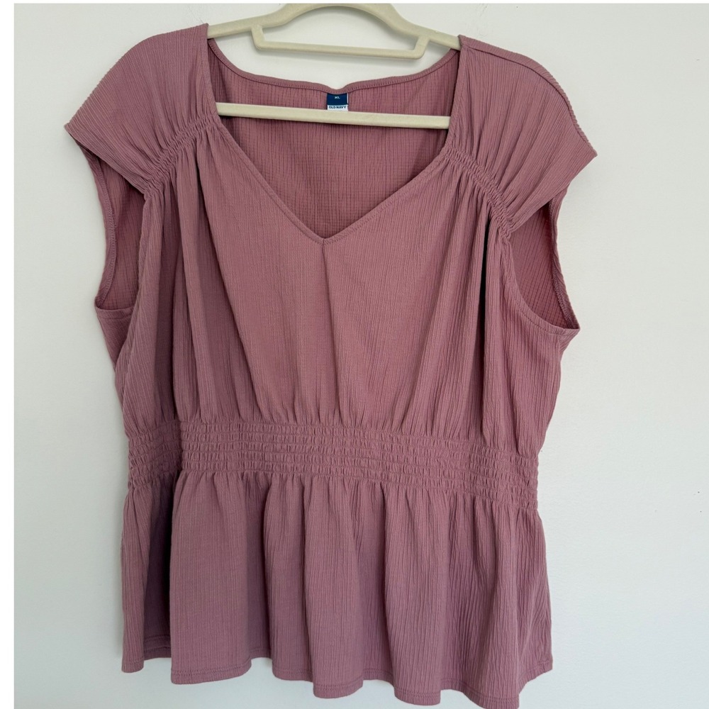 Old Navy Women's V Neck Babydoll Top Blouse XL Pink Mauve Y2K‎